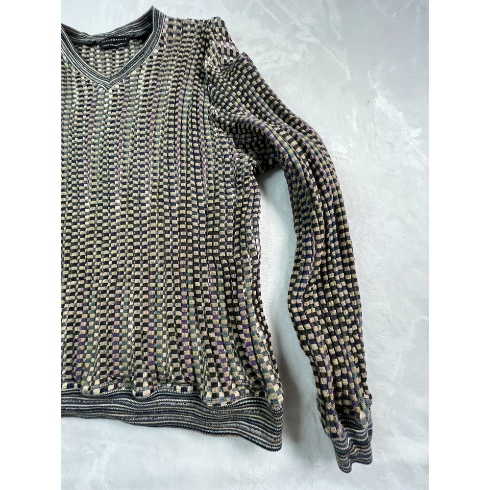 VTG JHANE BARNES Mens M Sweater V Neck Stretch Japan - Picture 10 of 10